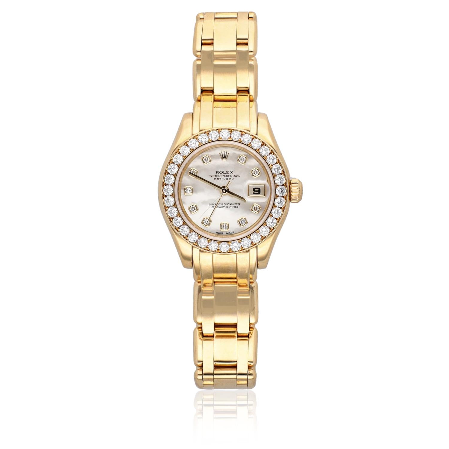 ROLEX Pearlmaster Mother-of-Pearl Dial Diamond Bezel and Diamond Markers Watch
