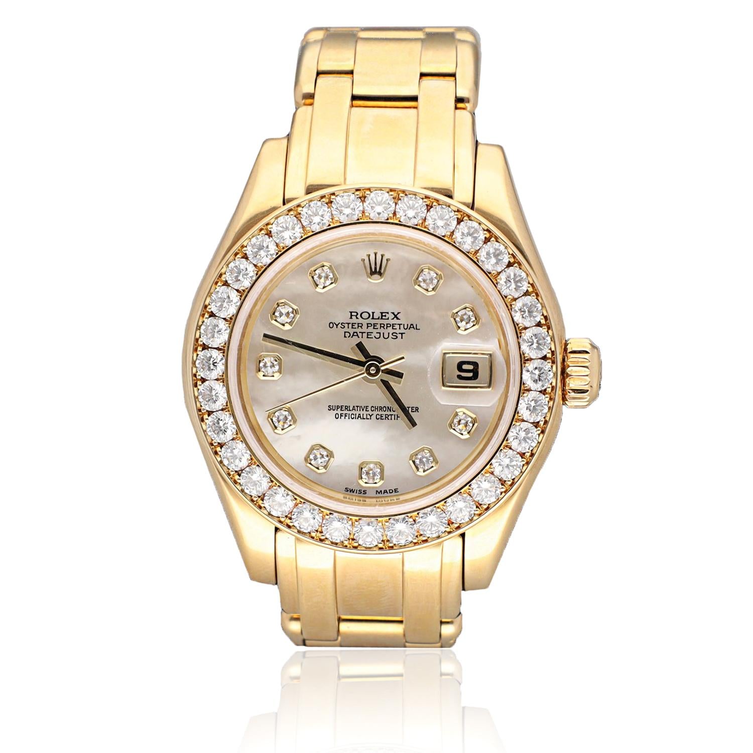 ROLEX Pearlmaster Mother-of-Pearl Dial Diamond Bezel and Diamond Markers Watch