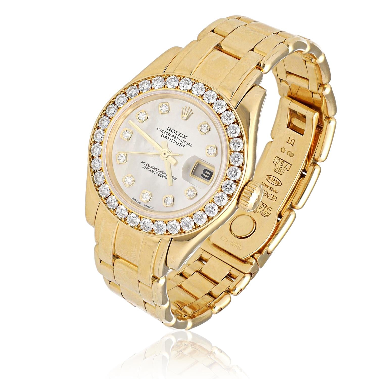 ROLEX Pearlmaster Mother-of-Pearl Dial Diamond Bezel and Diamond Markers Watch