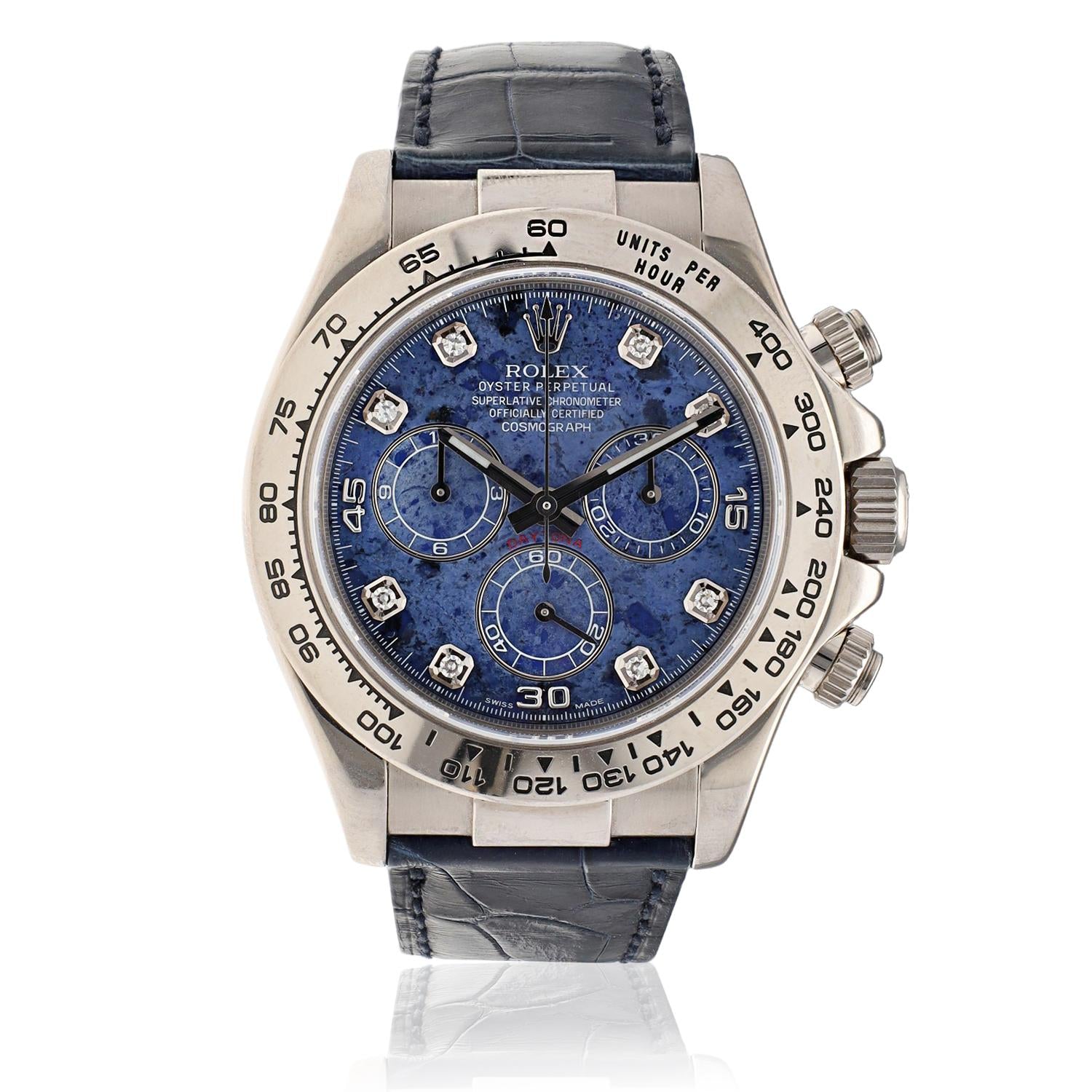 Rolex 18K White Gold Daytona Cosmograph, Sodalite Dial