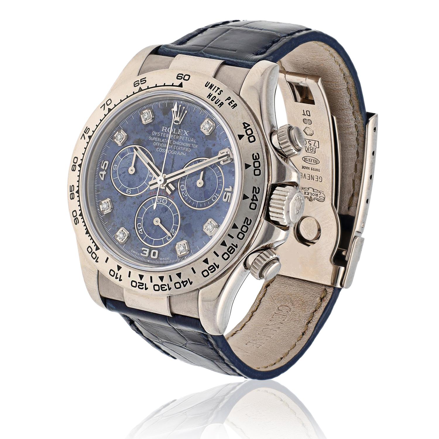 Rolex 18K White Gold Daytona Cosmograph, Sodalite Dial