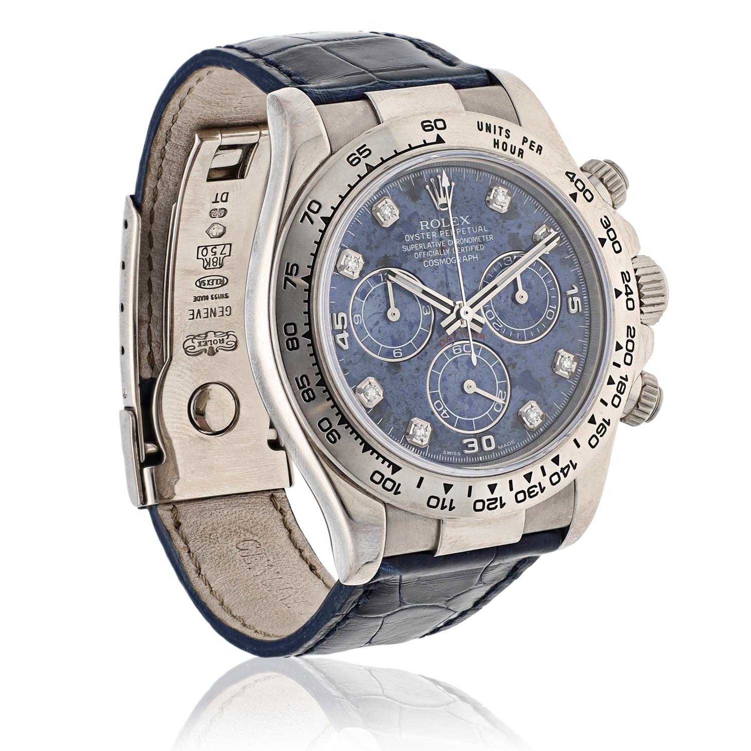 Rolex 18K White Gold Daytona Cosmograph, Sodalite Dial