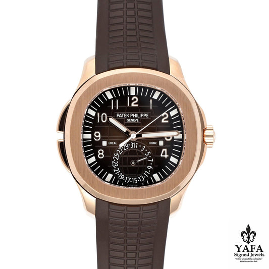 PATEK PHILIPPE 18K Rose Gold Brown Rubber Strap