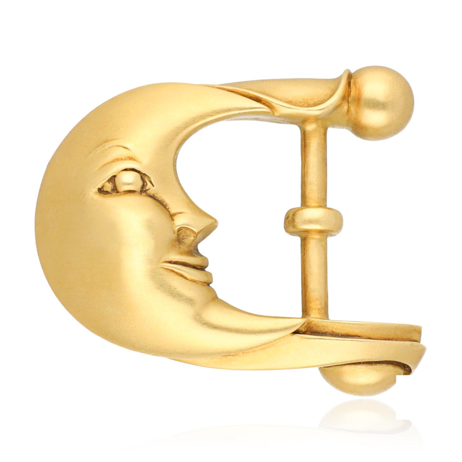 KIESELSTEIN CORD 18K Gold 'Moon Face' Belt Buckle
