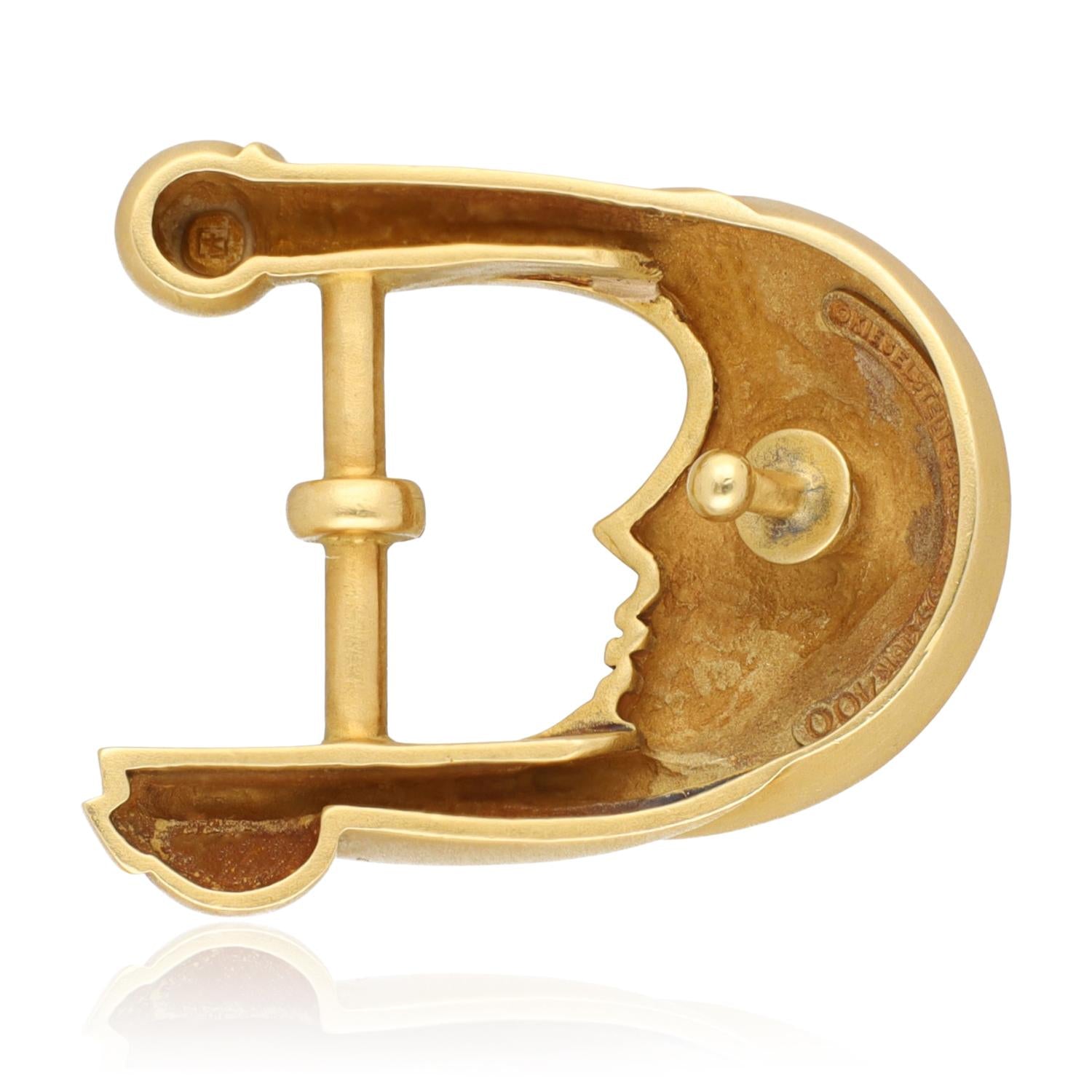 KIESELSTEIN CORD 18K Gold 'Moon Face' Belt Buckle
