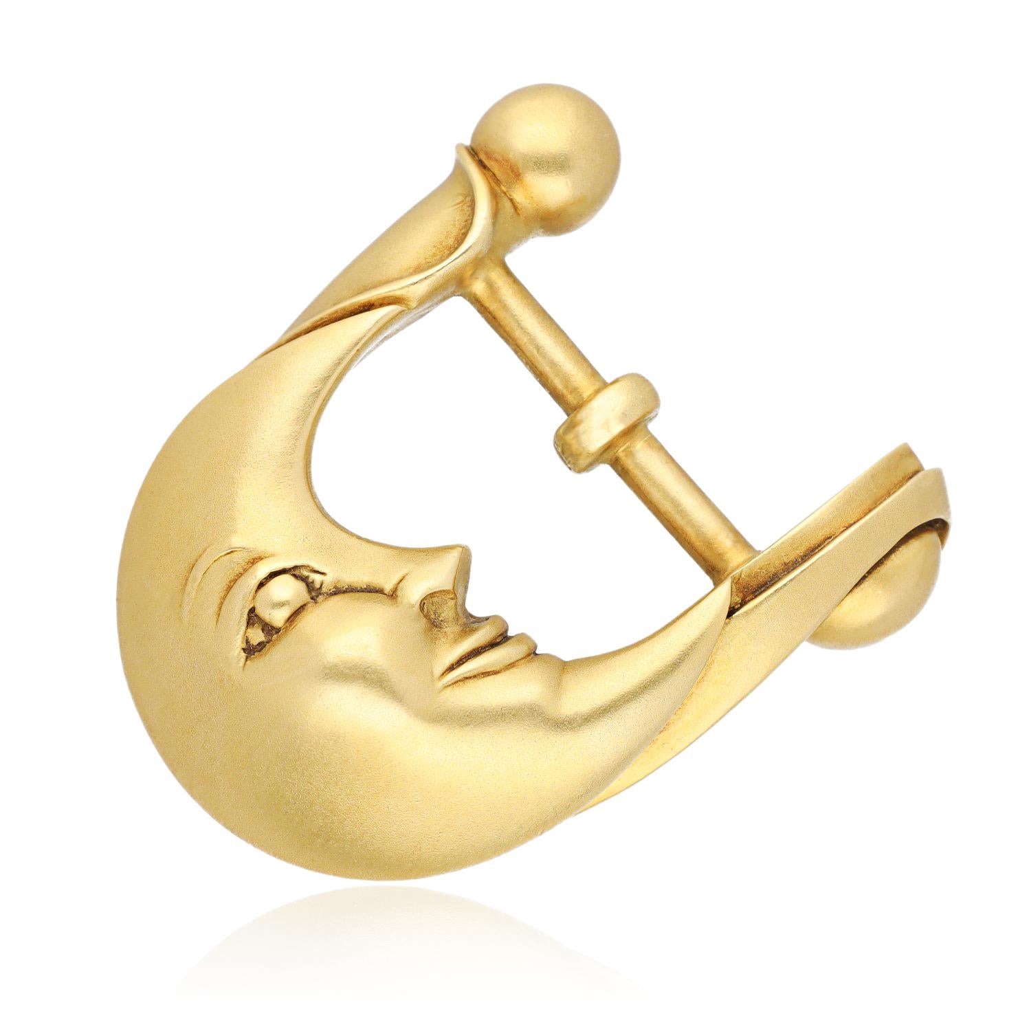 KIESELSTEIN CORD 18K Gold 'Moon Face' Belt Buckle