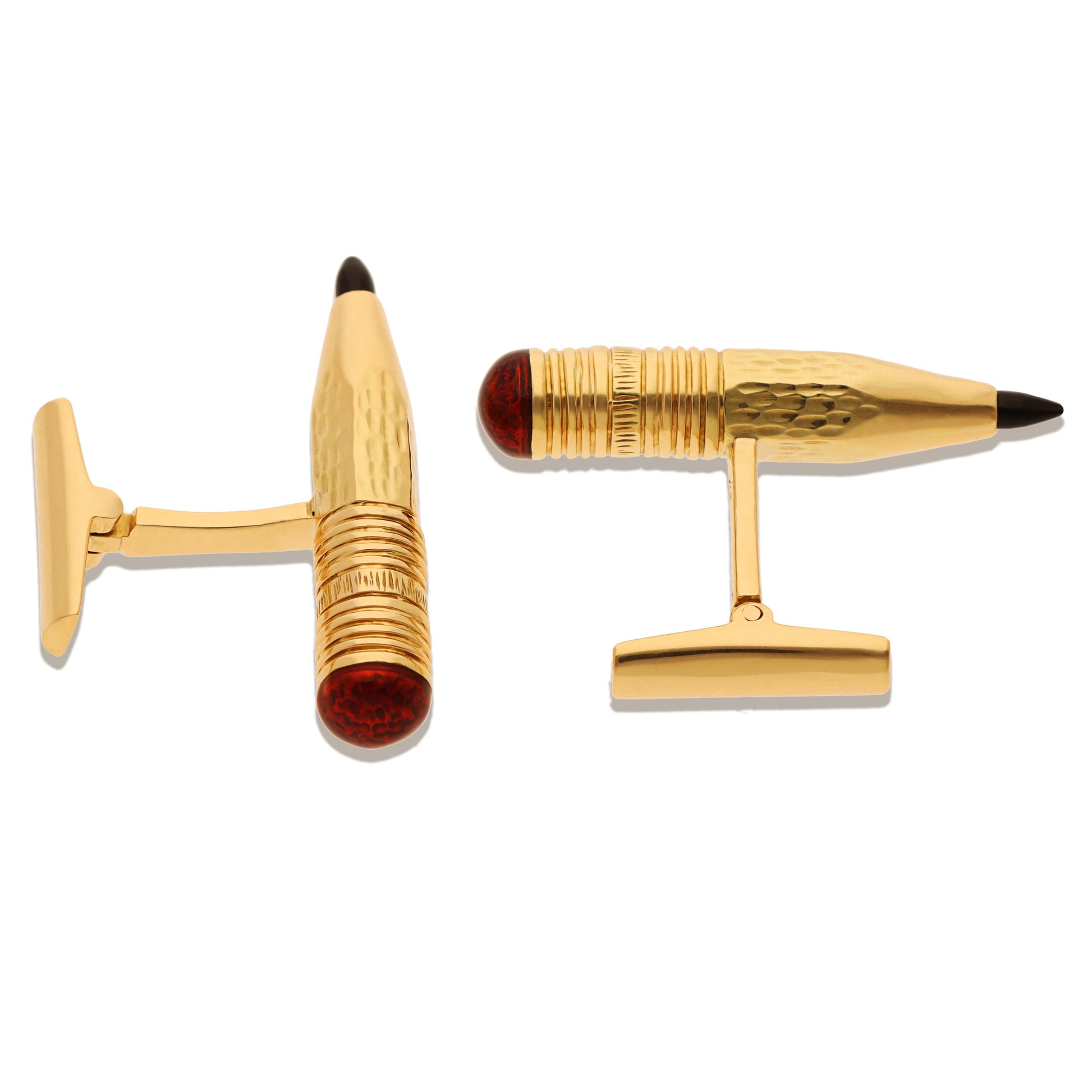 DAVID WEBB Pencil Cufflinks - Black Onyx and Red Enamel