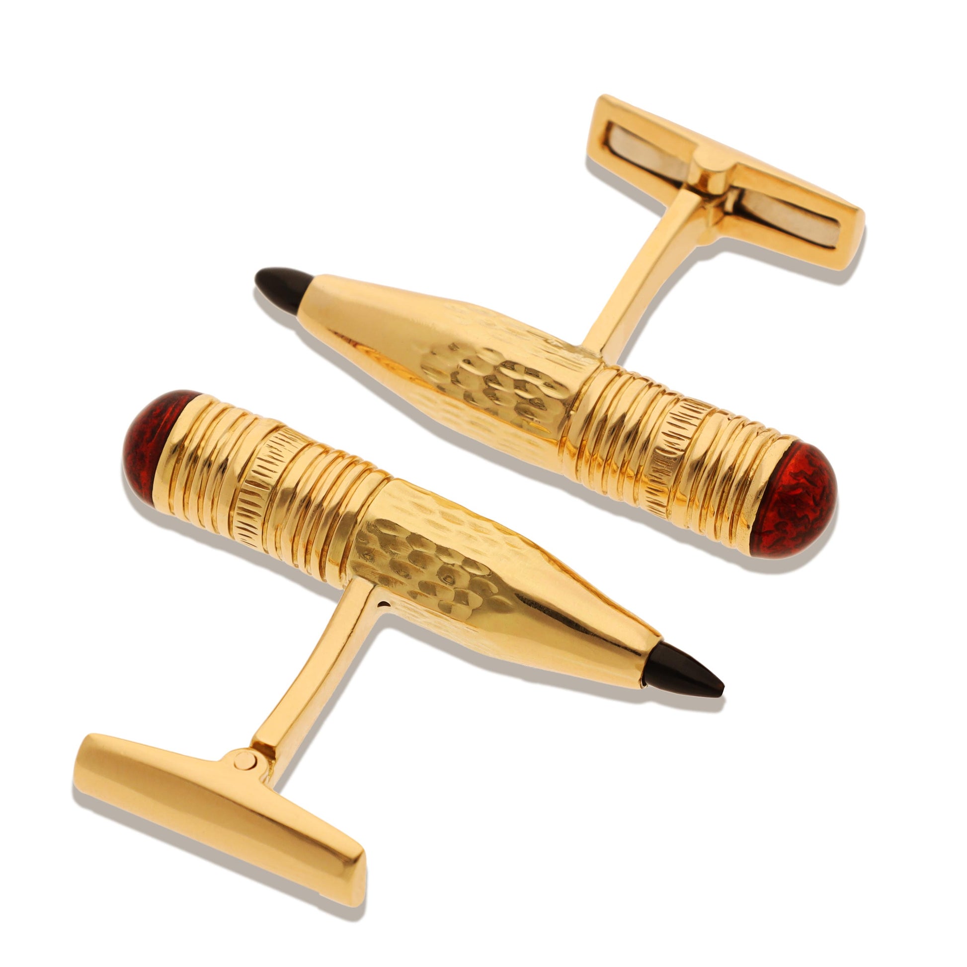 DAVID WEBB Pencil Cufflinks - Black Onyx and Red Enamel