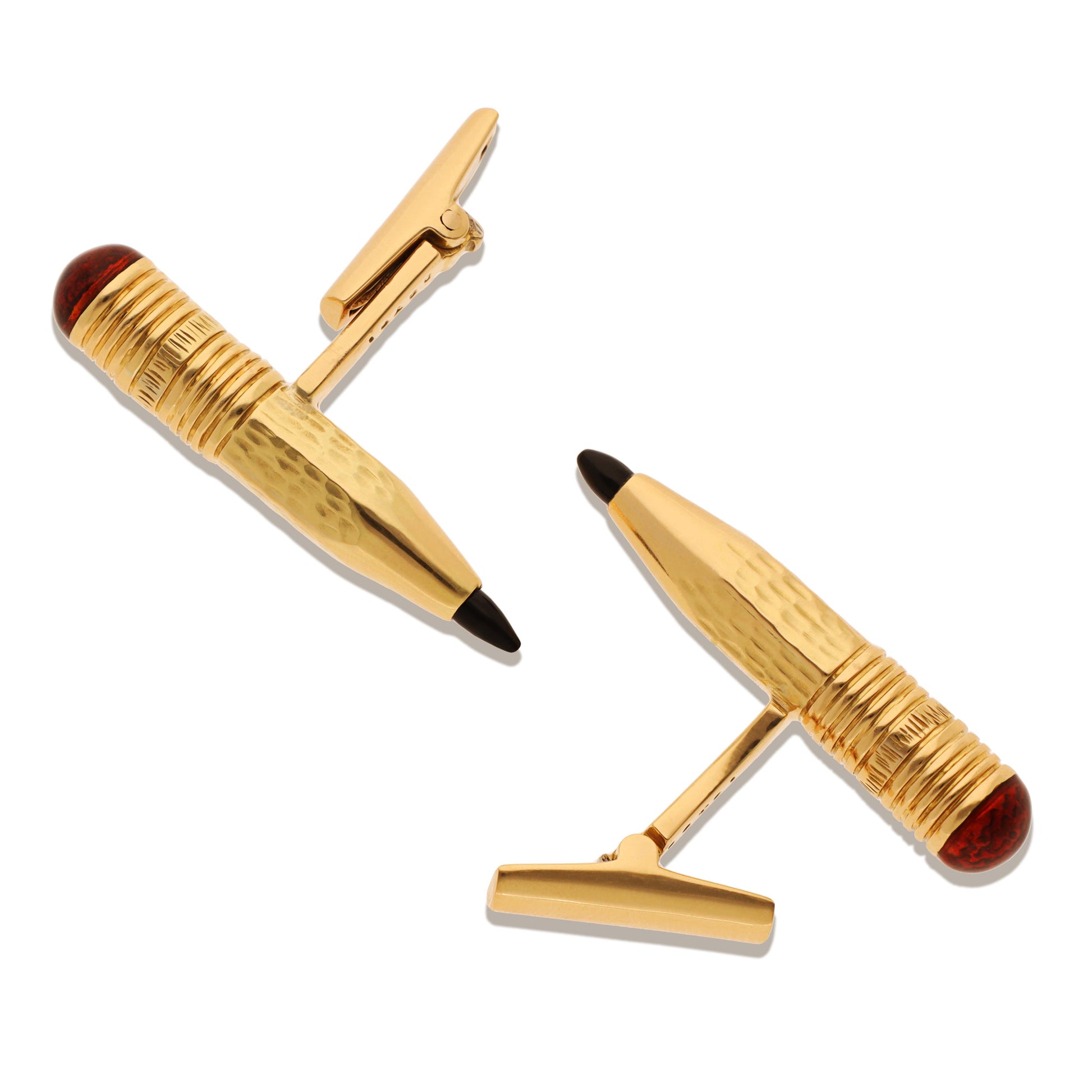 DAVID WEBB Pencil Cufflinks - Black Onyx and Red Enamel