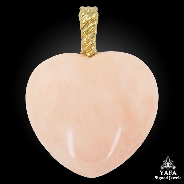 Angel Skin Coral Reversible Heart Pendant