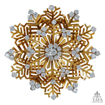 Mid-Century Diamond Snowflake Brooch