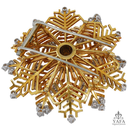 Mid-Century Diamond Snowflake Brooch