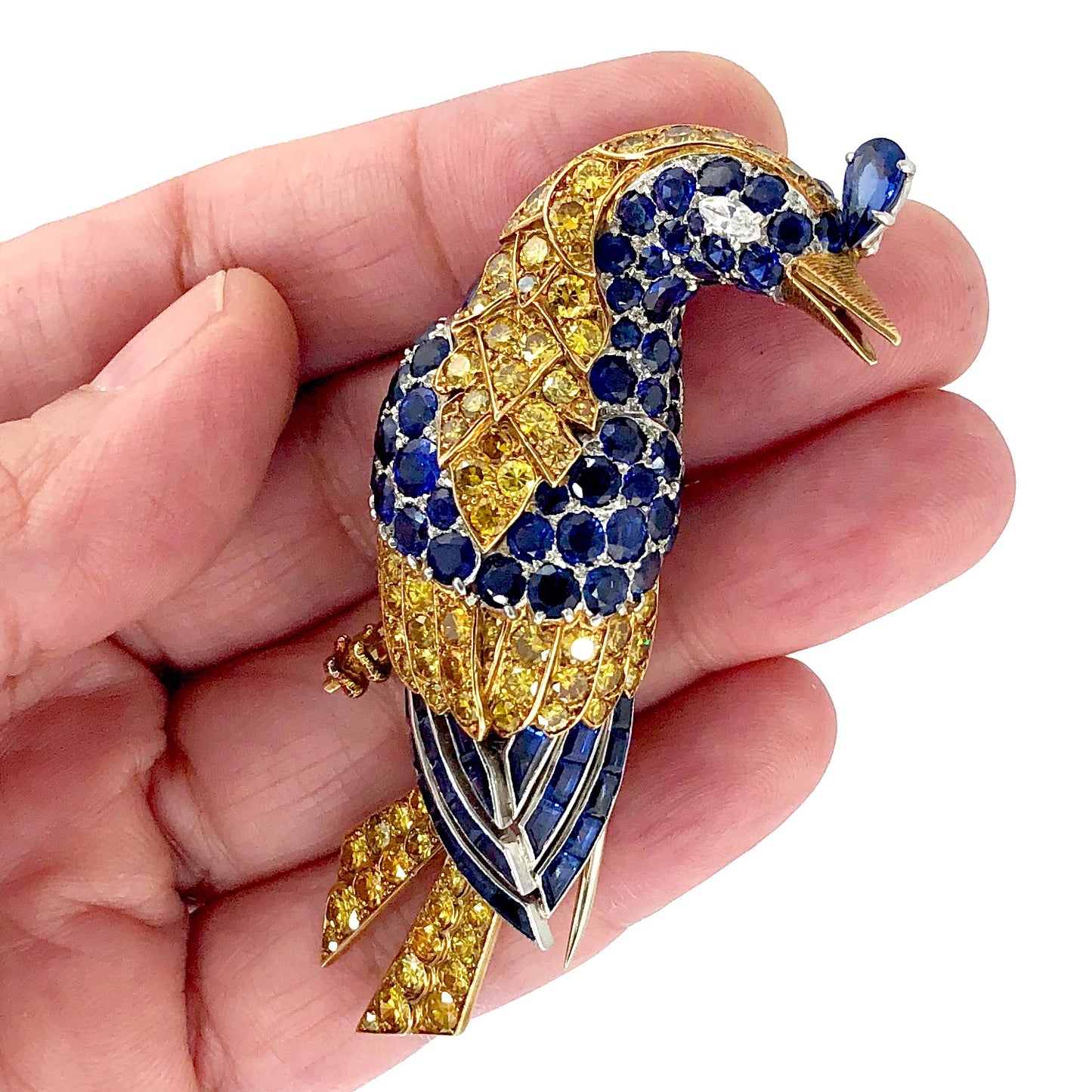 CARTIER Diamond Sapphire Bird Brooch