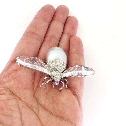 HAUME Pearl Diamond Queen Bee Brooch