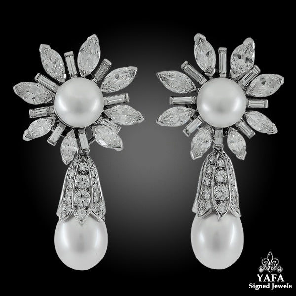 VAN CLEEF & ARPELS Diamond Pearl Detachable Earrings