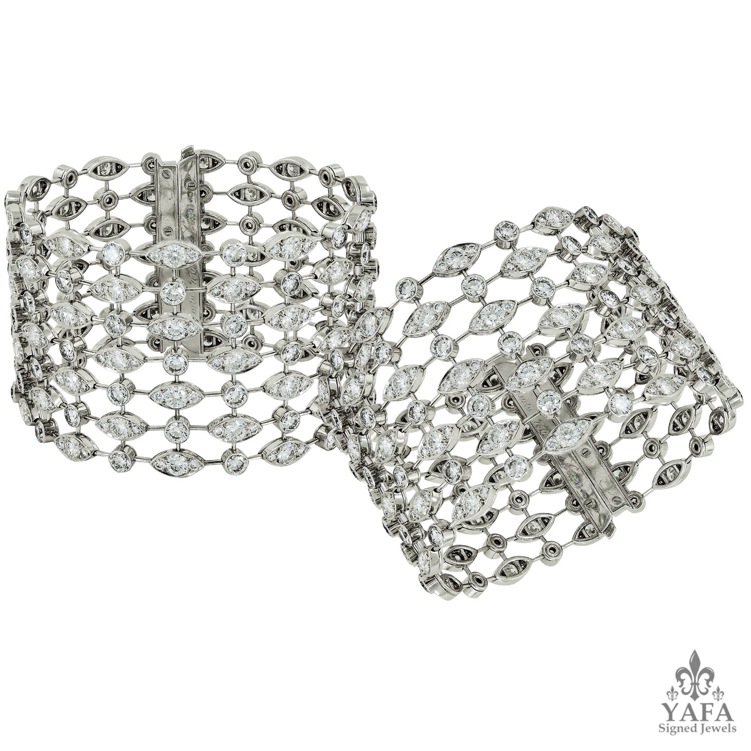 CARTIER Two Pieces Diamond Gold Bracelets – Yafa Signed Jewels