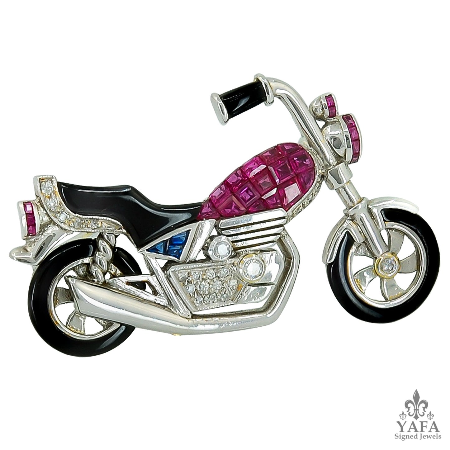 PIOVAN Ruby Diamond Invisible-Set Motorcycle Brooch