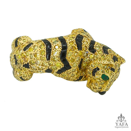 CARTIER Fancy Yellow Diamond, Onyx, Emerald Panther Ring
