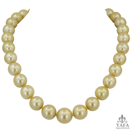 Strand of Golden South Sea Pearls Necklace