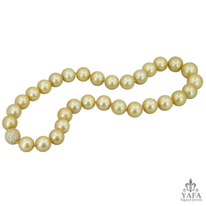 Strand of Golden South Sea Pearls Necklace