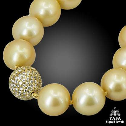 Strand of Golden South Sea Pearls Necklace