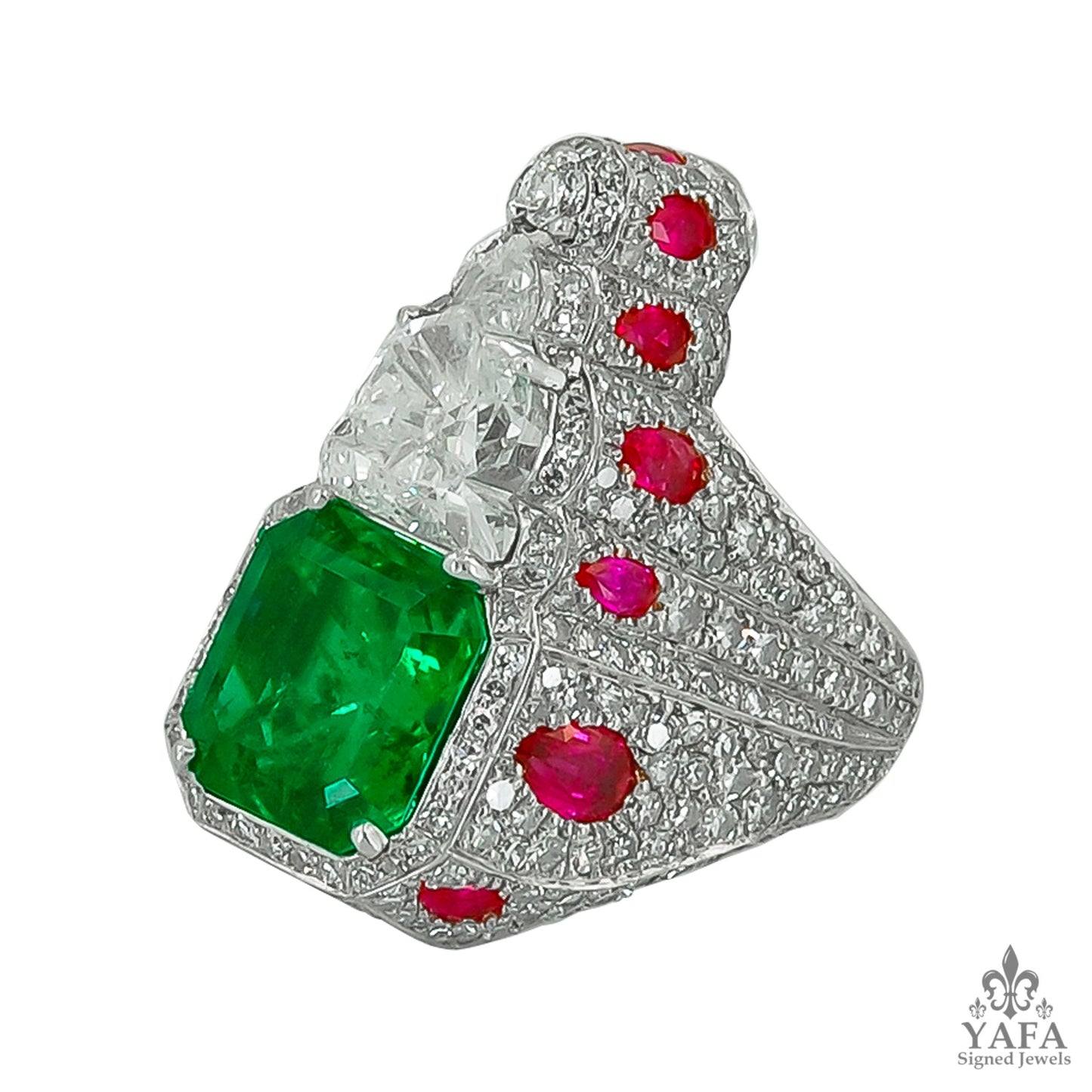 HAUME Diamond, Ruby & Emerald Ring