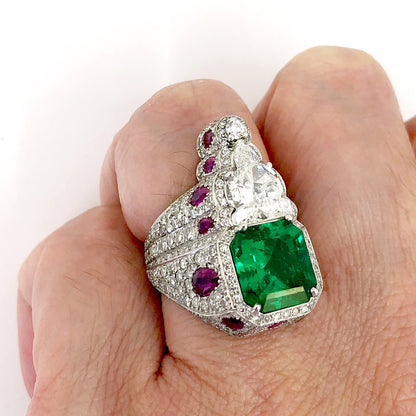 HAUME Diamond, Ruby & Emerald Ring
