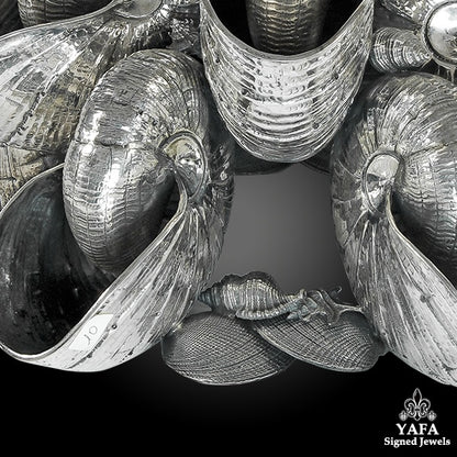 BUCCELLATI Silver Nautilus Seashell Centerpiece