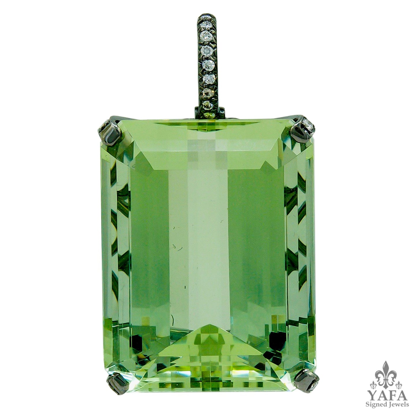 HAUME Green Beryl Diamond Pendant Brooch