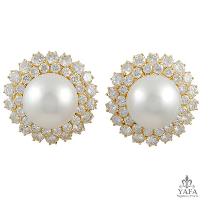 VAN CLEEF & ARPELS Cultured Pearl, Diamond Earrings