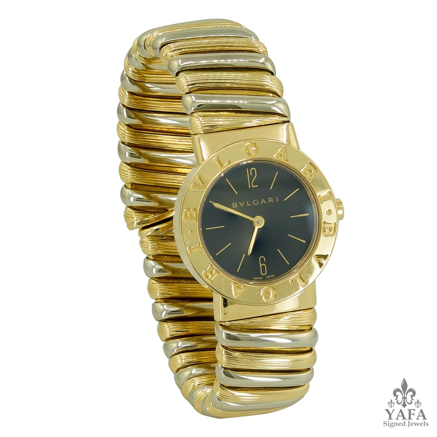 BULGARI Two-Tone Gold Cuff Wrist Watch