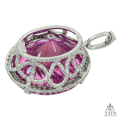 Kunzite & Diamond Oval-Shaped Gold Pendant