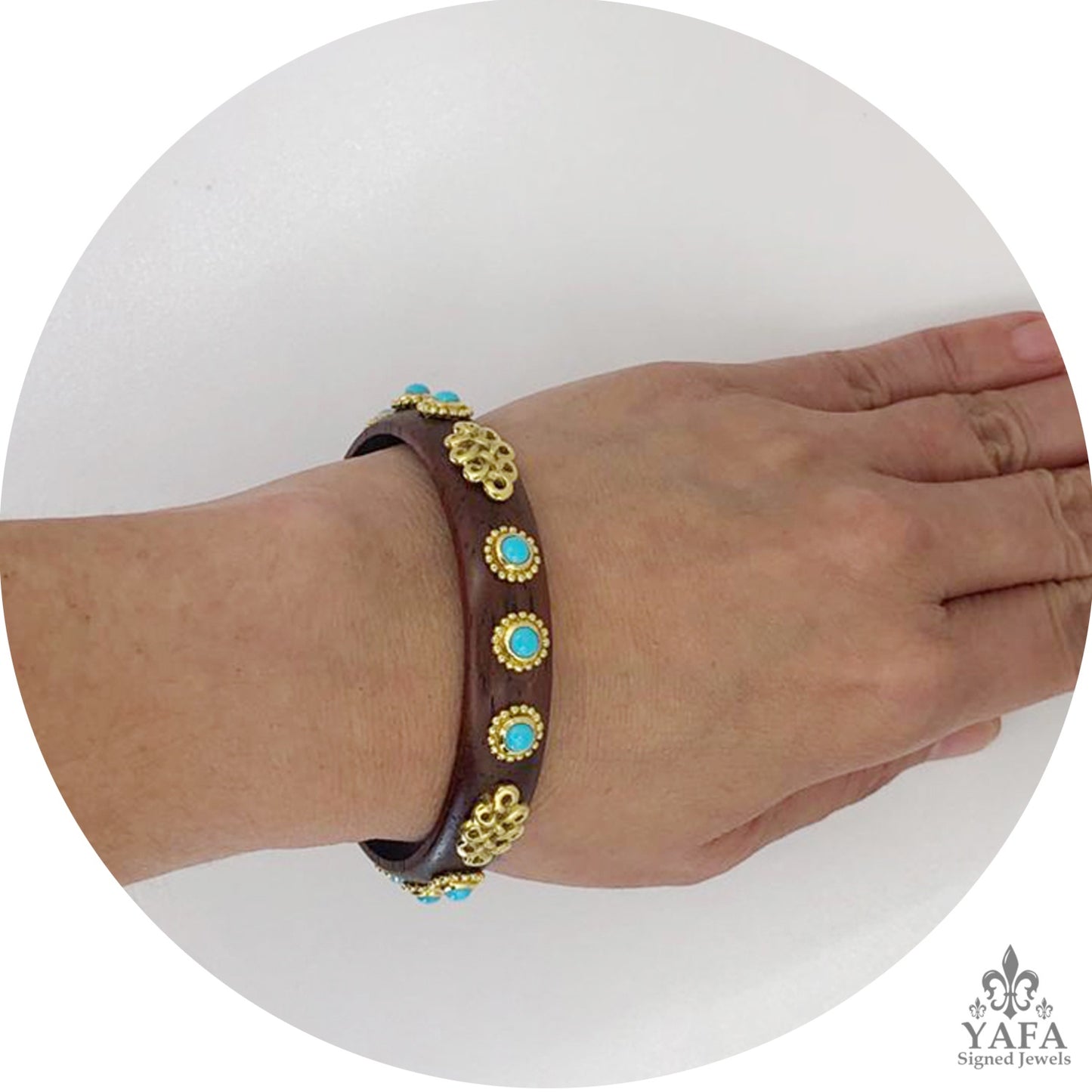 HAUME Wood Turquoise Bangle Bracelet