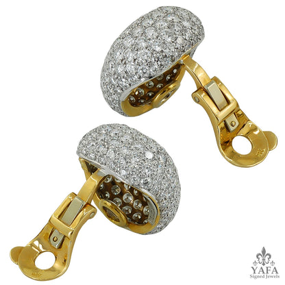 18k Gold Diamond Bombe Earrings