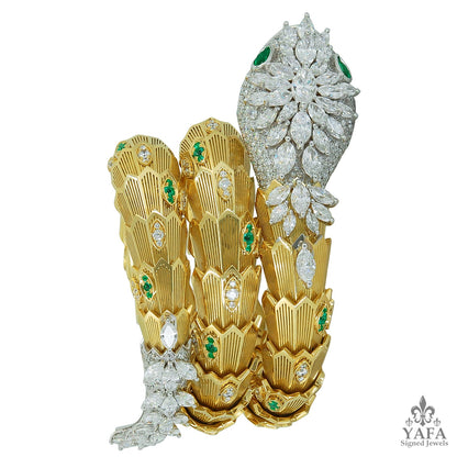 BULGARI Diamond & Emerald Serpenti Gold Bracelet