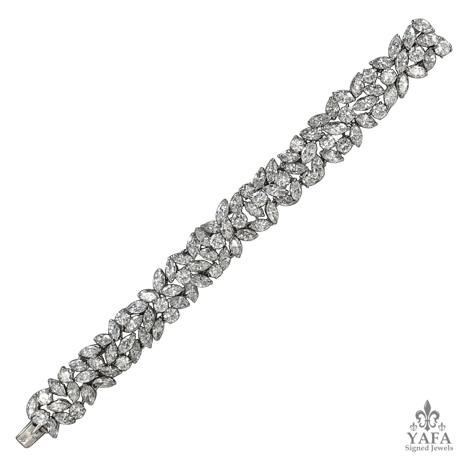 CARTIER Marquise Round Diamond Bracelet 50 cts. tw. Yafa