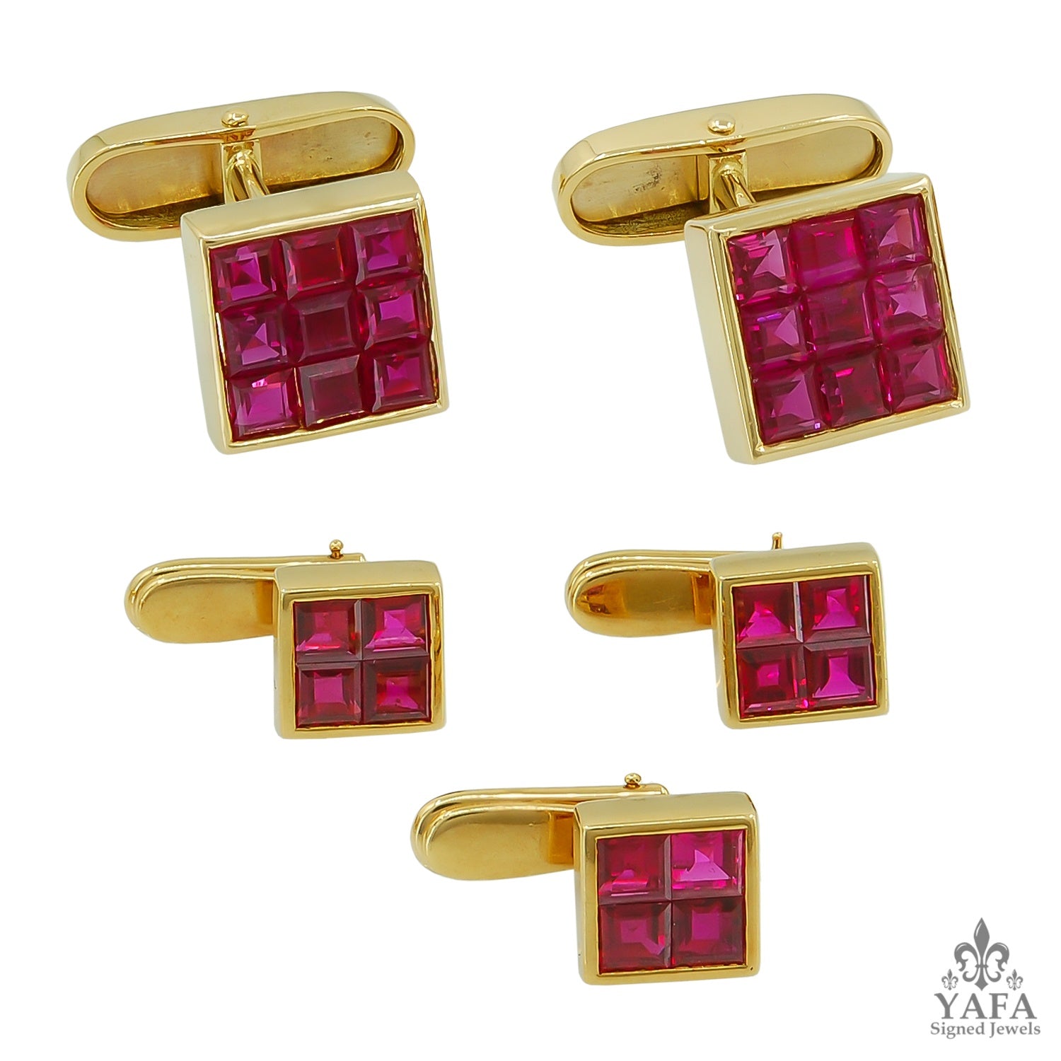 VAN CLEEF & ARPELS Mystery Set&#x2122; Ruby Cufflink Suite 90s
