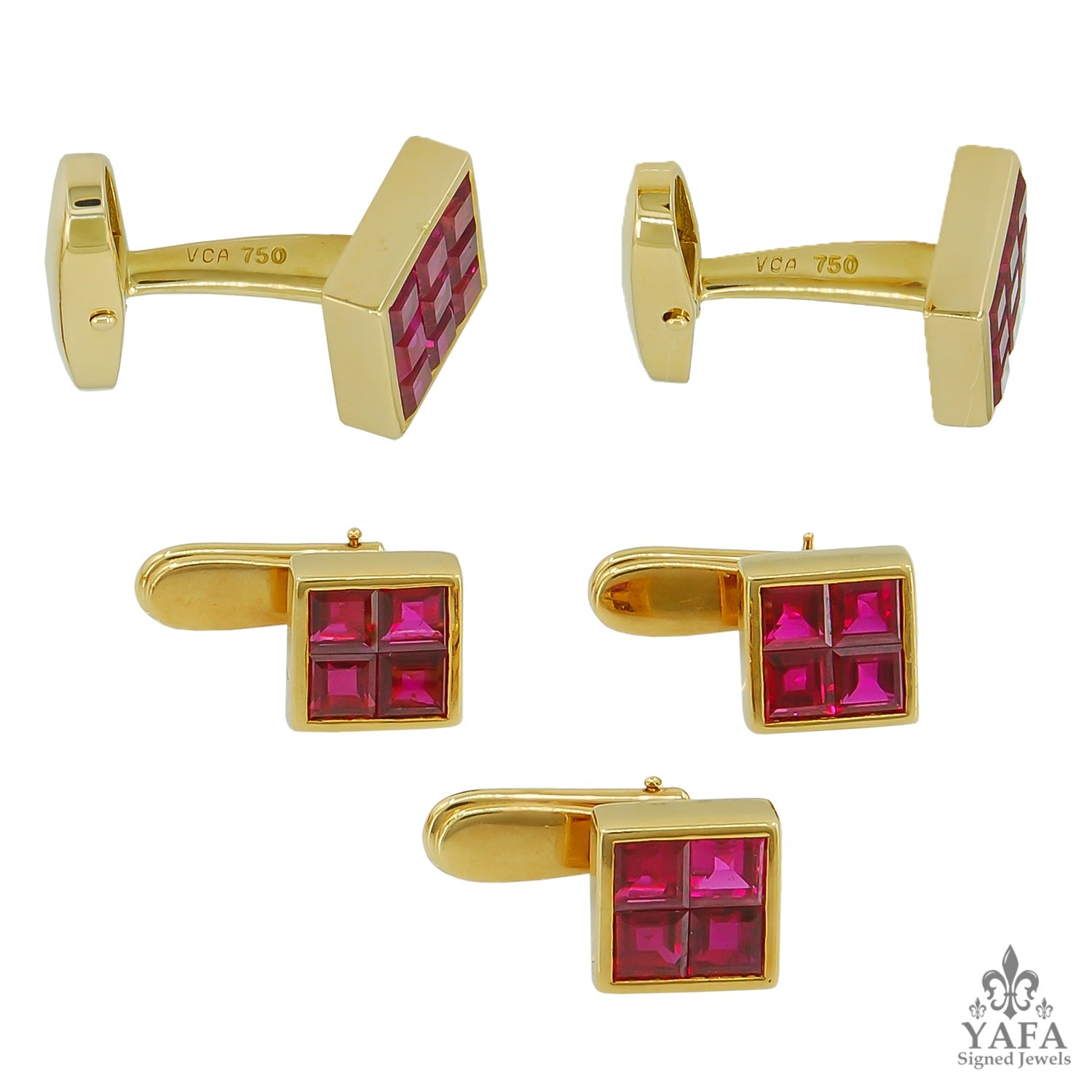 VAN CLEEF & ARPELS Mystery Set&#x2122; Ruby Cufflink Suite 90s