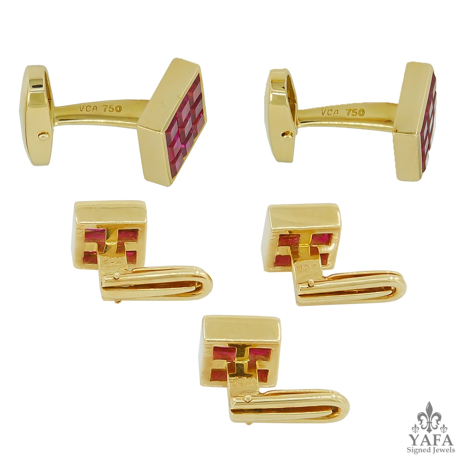 VAN CLEEF & ARPELS Mystery Set&#x2122; Ruby Cufflink Suite 90s
