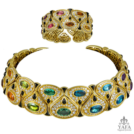 MARINA B Cristina Multicolor Collar Necklace Bracelet Suite