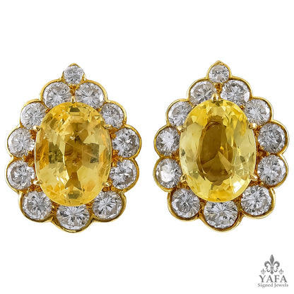 VAN CLEEF & ARPELS Diamond, Yellow Sapphire Earrings