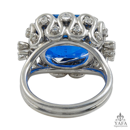 Contemporary Ceylon Sapphire Diamond Ring 14.67 cts