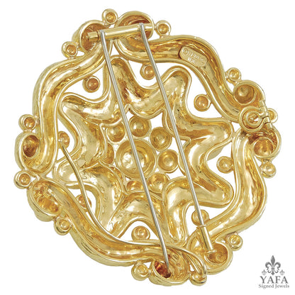 DAVID WEBB Hammered Gold Brooch Pendant