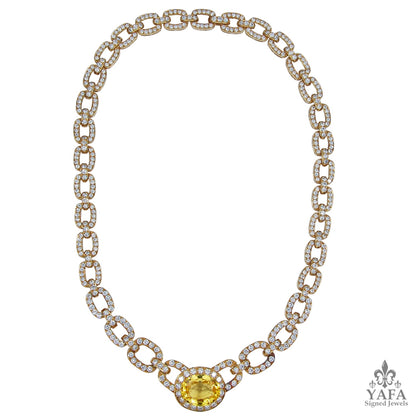 VAN CLEEF & ARPELS Diamond & Yellow Sapphire Necklace Suite