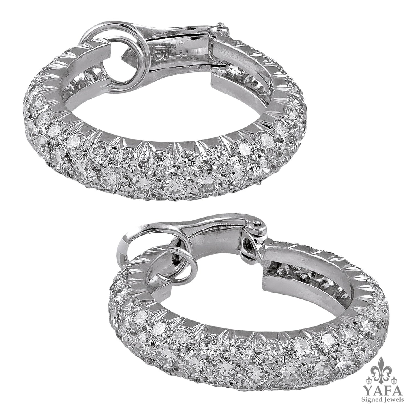 VAN CLEEF & ARPELS Diamond Pave Hoop Earrings