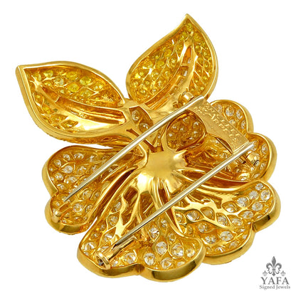 VAN CLEEF & ARPELS Yellow Diamond Floral Brooch