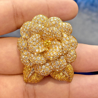 VAN CLEEF & ARPELS Yellow Diamond Floral Brooch