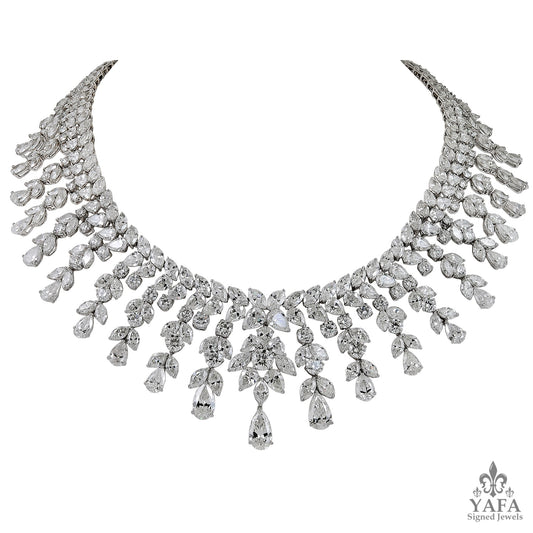 Modern Platinum Diamond Necklace