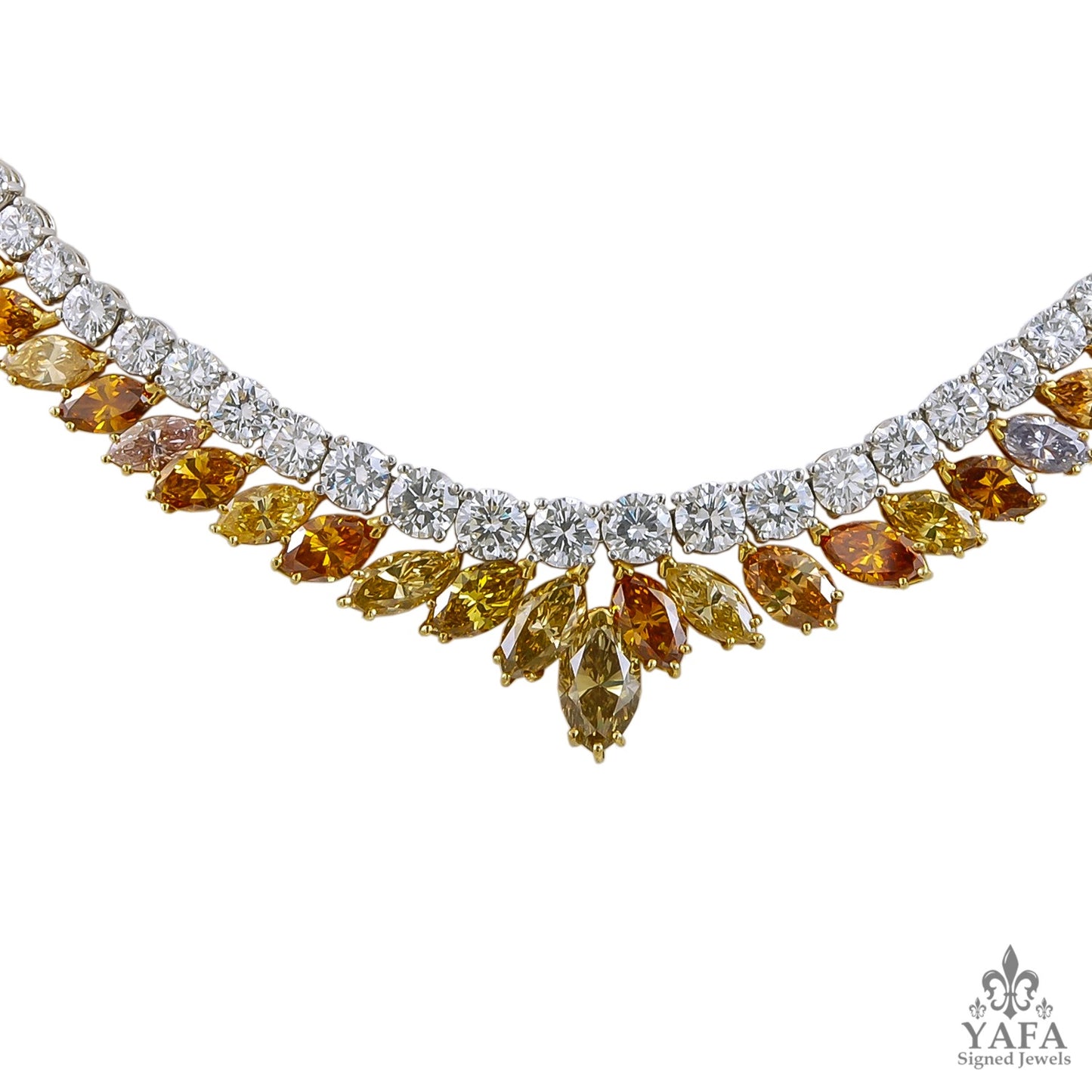 18k Gold White, Fancy Diamond Necklace