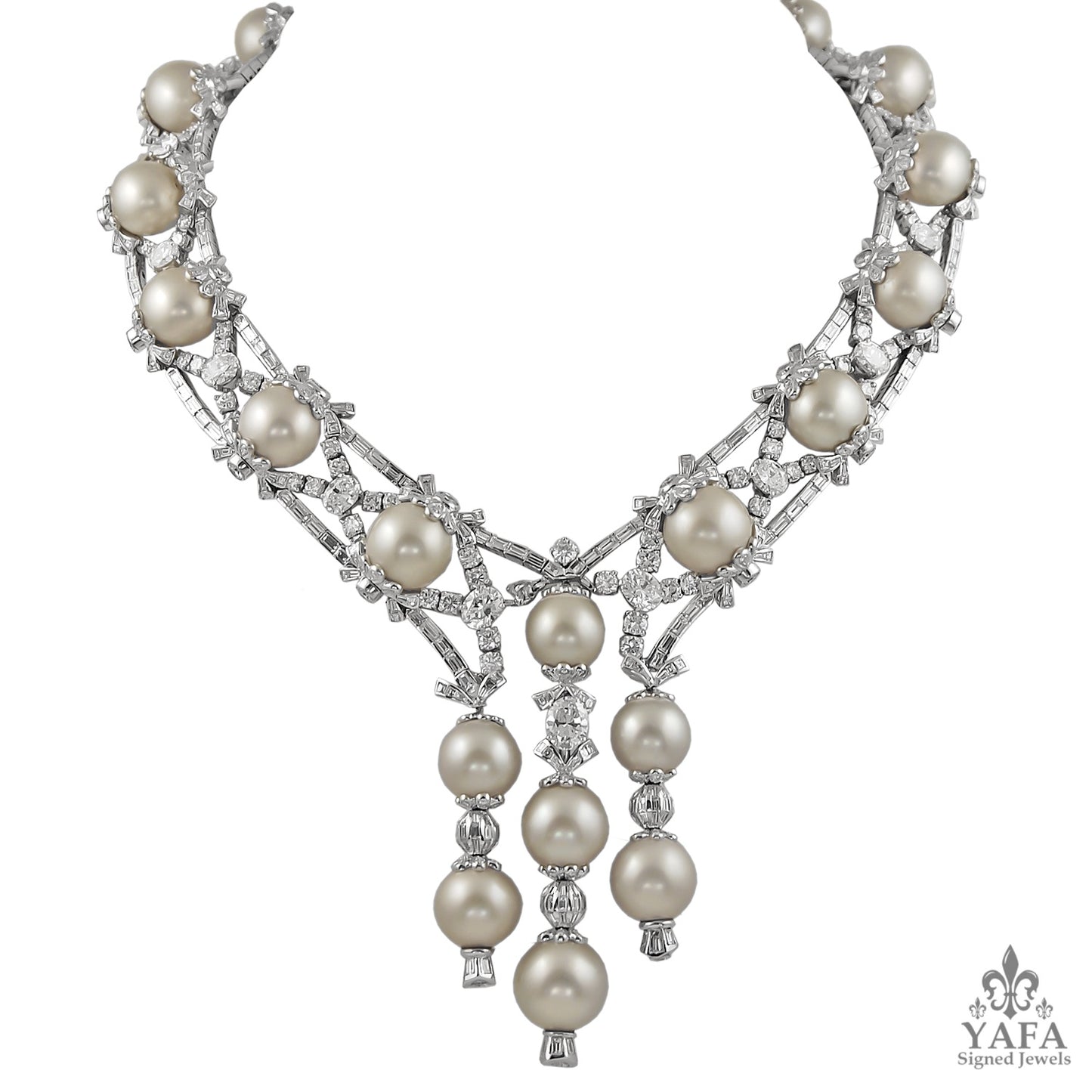 MOUAWAD Diamond Pearl Necklace Parure Suite